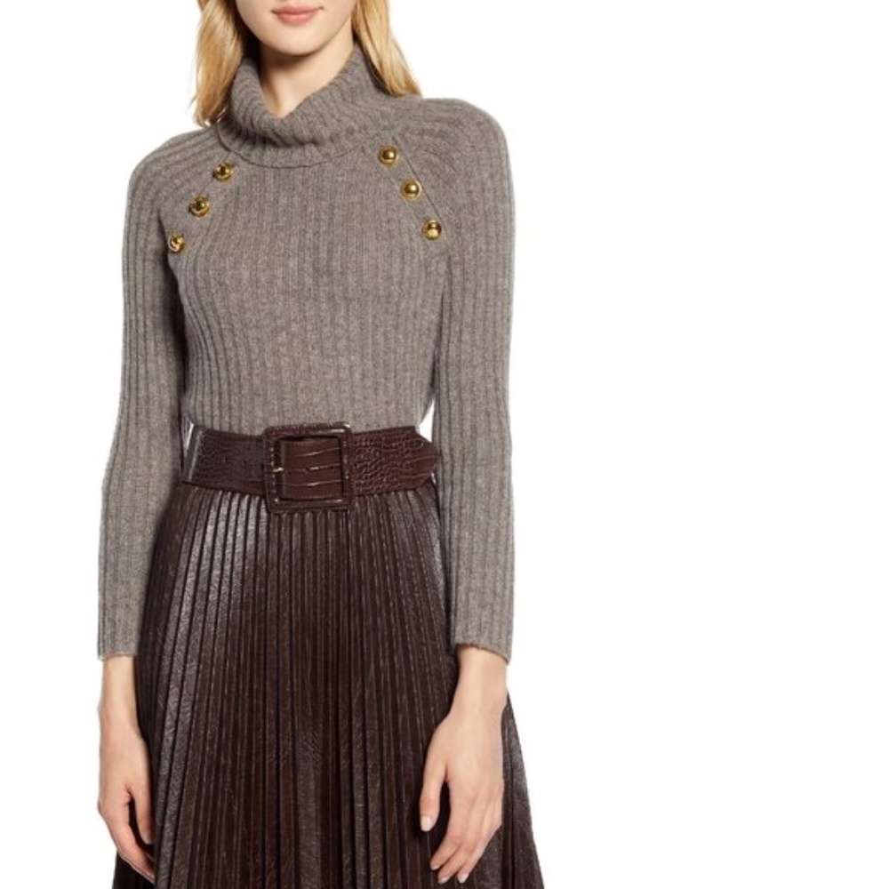 Halogen X Atlantic Pacific Button Detail Turtleneck